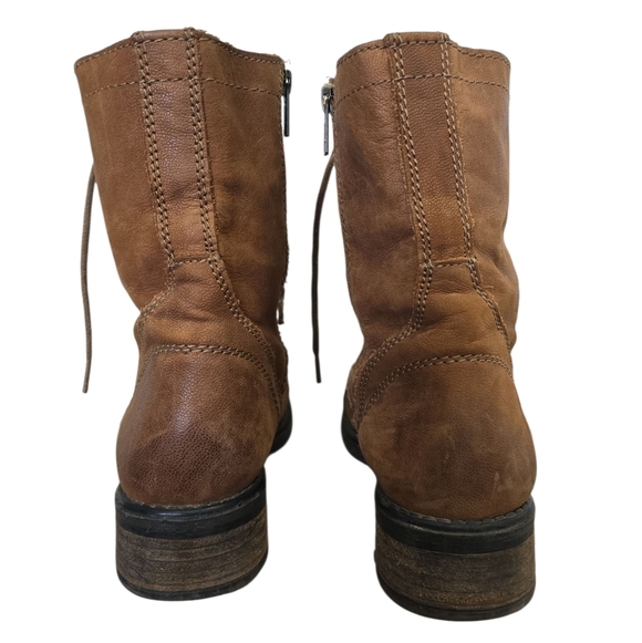 STEVE MADDEN TROOPA 2 Brown Leather Zip Combat Boots Womens Size 8.5 Distressed - Picture 6 of 12
